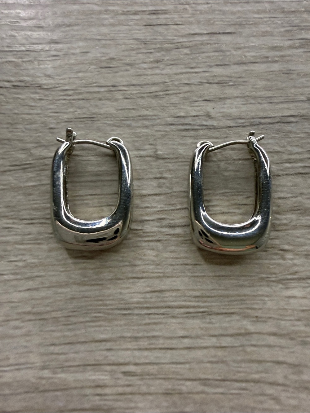 Silver Rectangular Hoop Earrings - Women's Jewelry